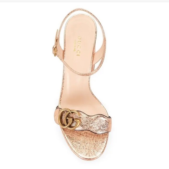 Gucci Marmont Metallic Platform Block Heels - Rose Gold NWOB - Picture 4 of 12